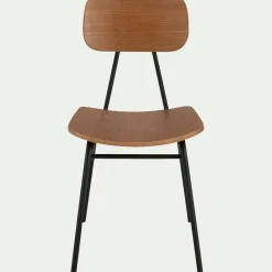 Chaise en bois de frêne et acier - bois foncé