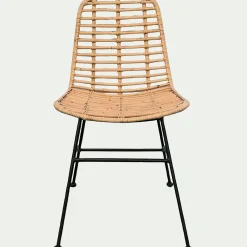 Chaise en rotin tressé et acier - naturel