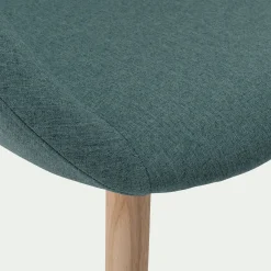 Chaise en tissu avec accoudoirs et piétement naturel - vert cèdre