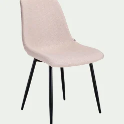 Chaise en tissu bouclettes et en métal - beige