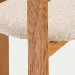 Chaise en tissu bouclette avec accoudoirs - blanc