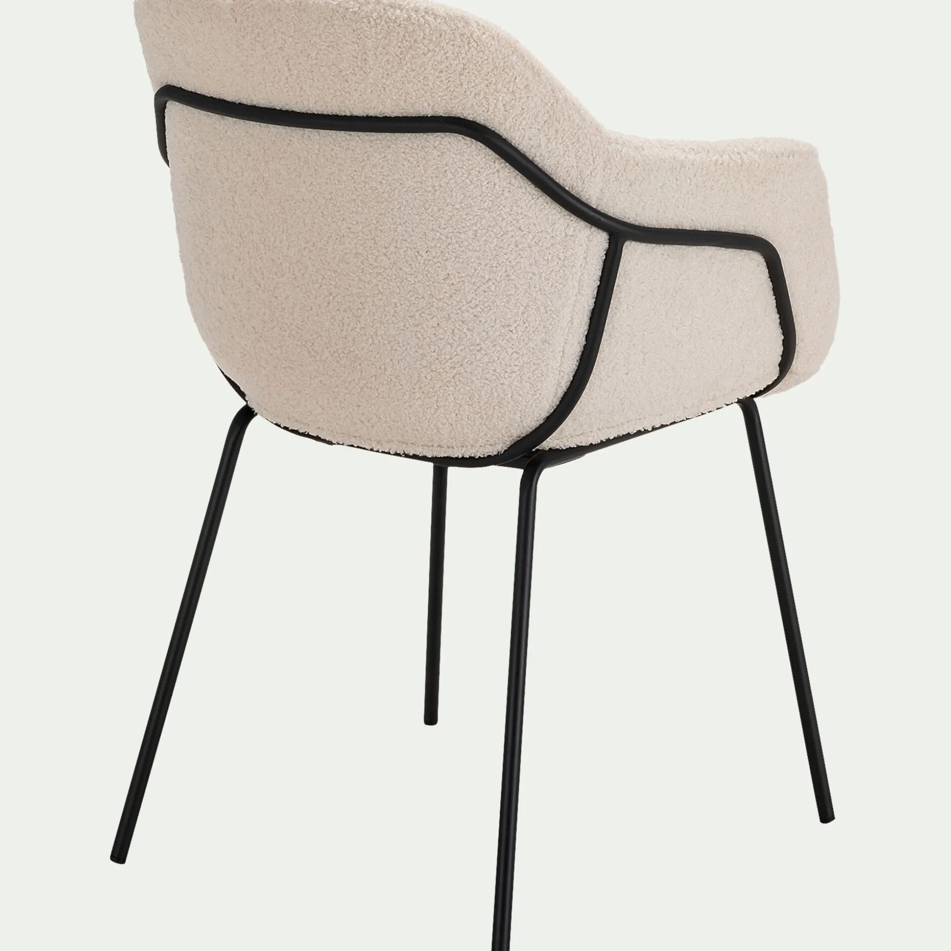 Chaise en tissu bouclette avec accoudoirs - blanc