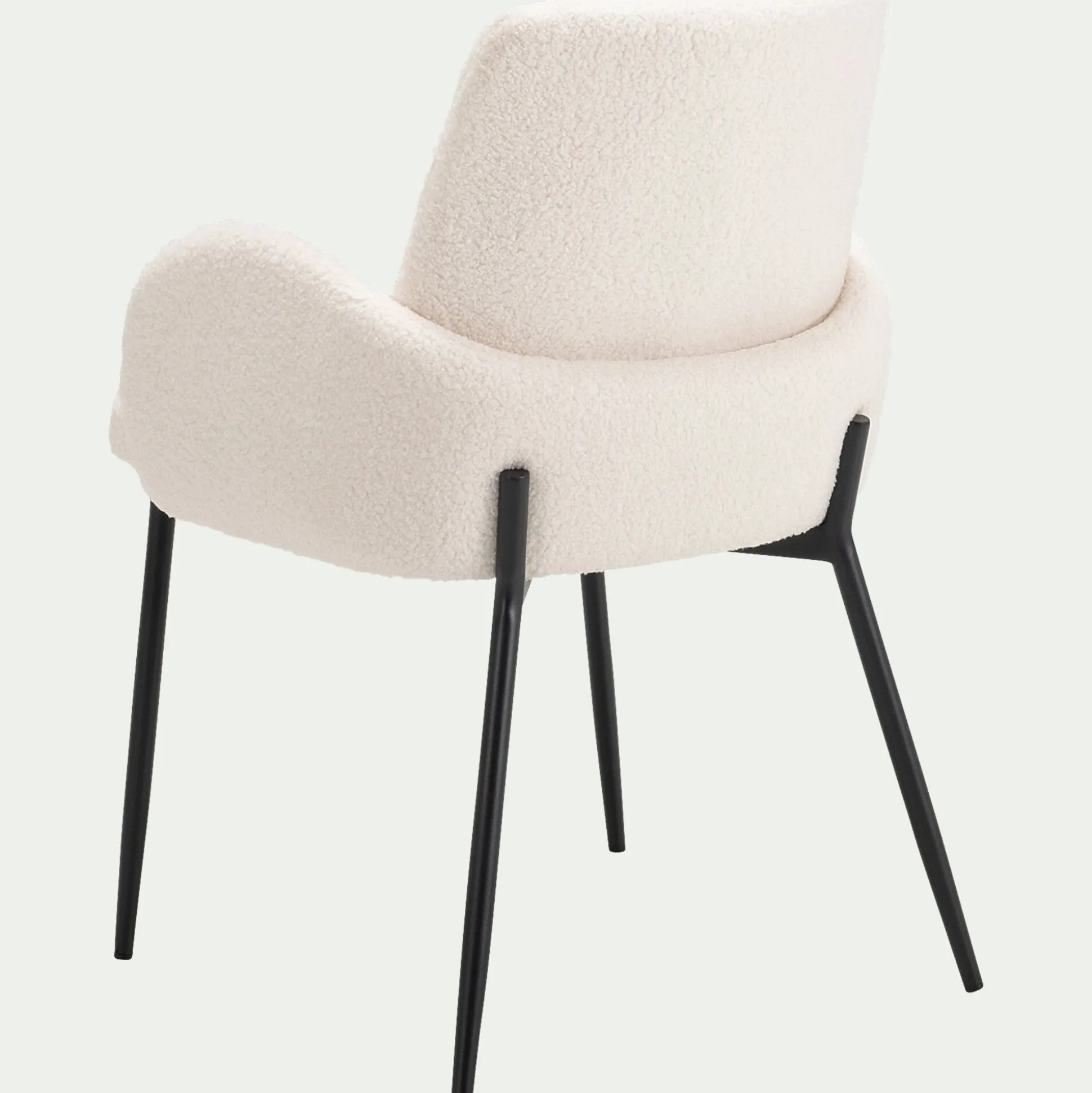 Chaise en tissu bouclette avec accoudoirs - blanc