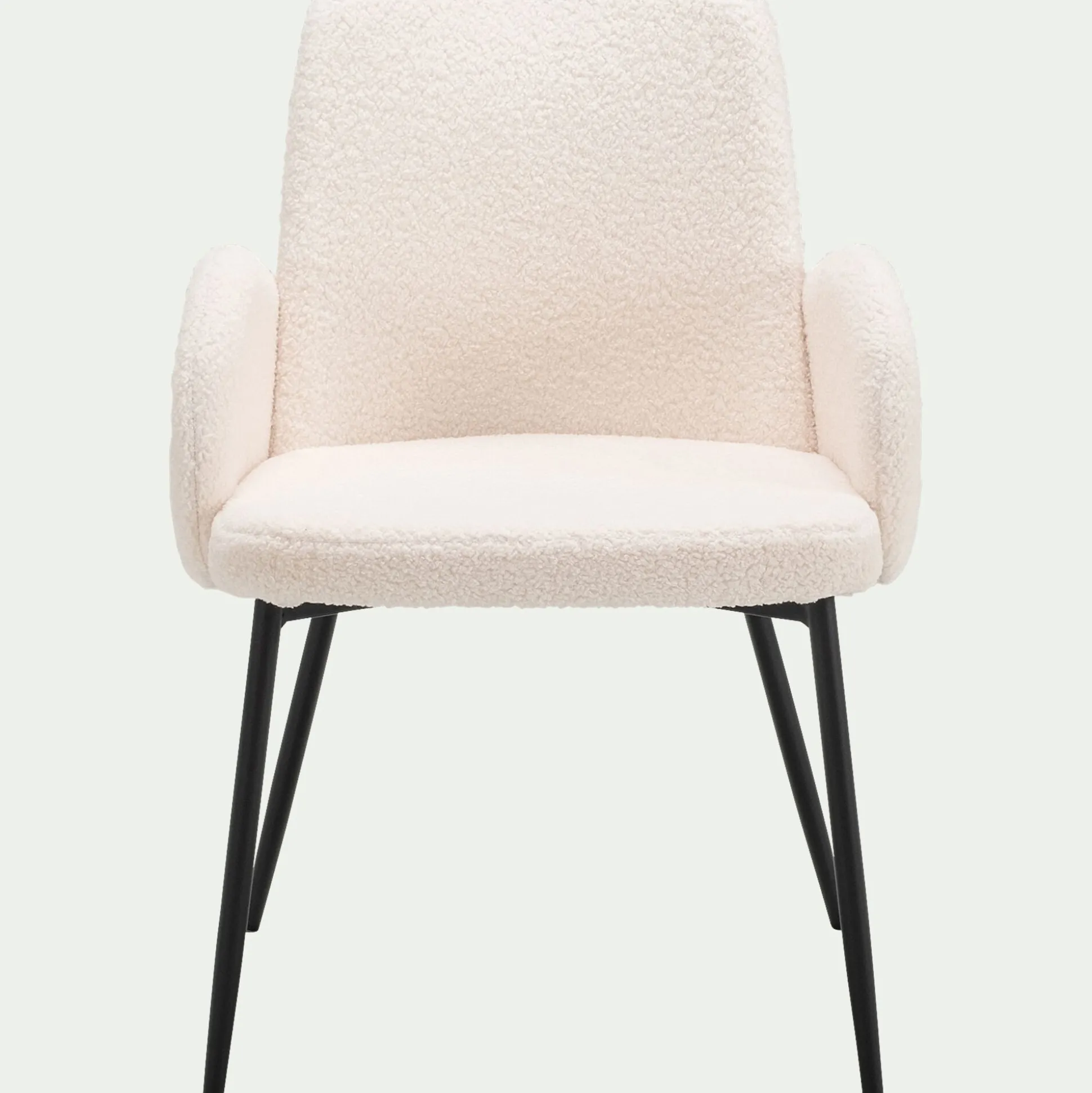Chaise en tissu bouclette avec accoudoirs - blanc