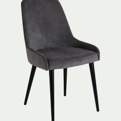 Chaise en tissu effet velours - gris