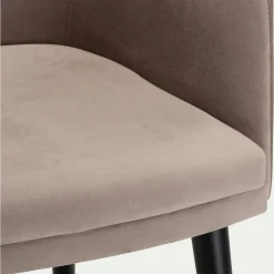 Chaise en tissu effet velours avec accoudoirs - gris