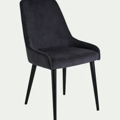 Chaise en tissu effet velours - noir