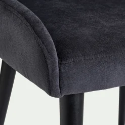 Chaise en tissu effet velours - noir