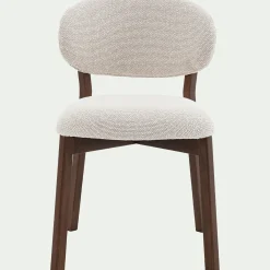 Chaise en tissu et bois de chêne foncé sans accoudoirs - beige