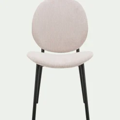 Chaise en tissu et bois d'eucalyptus - beige