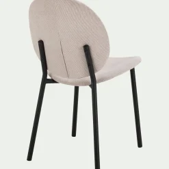 Chaise en tissu et bois d'eucalyptus - beige