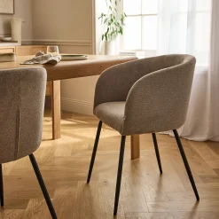 Chaise en tissu et métal avec accoudoirs - beige alpilles