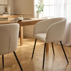 Chaise en tissu et métal avec accoudoirs - blanc ventoux