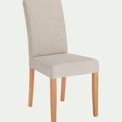 Chaise en tissu et piètement hêtre massif - beige