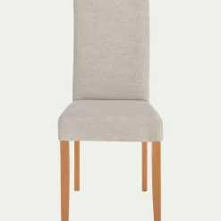 Chaise en tissu et piètement hêtre massif - beige