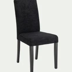 Chaise en tissu et piètement hêtre massif - noir