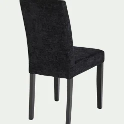Chaise en tissu et piètement hêtre massif - noir