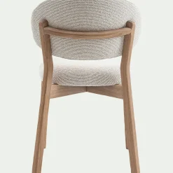 Chaise en tissus et bois de chêne clair sans accoudoirs - beige