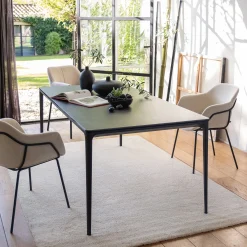 Chaise en velours côtelé avec accoudoirs - blanc ventoux