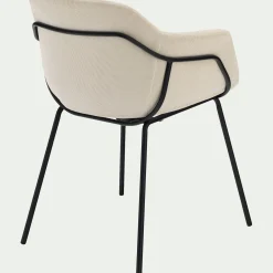 Chaise en velours côtelé avec accoudoirs - blanc ventoux