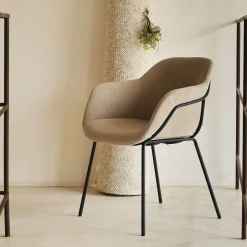 Chaise en velours côtelé avec accoudoirs - beige