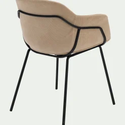 Chaise en velours côtelé avec accoudoirs - beige