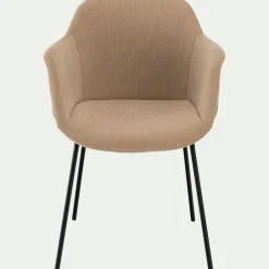 Chaise en velours côtelé avec accoudoirs - beige