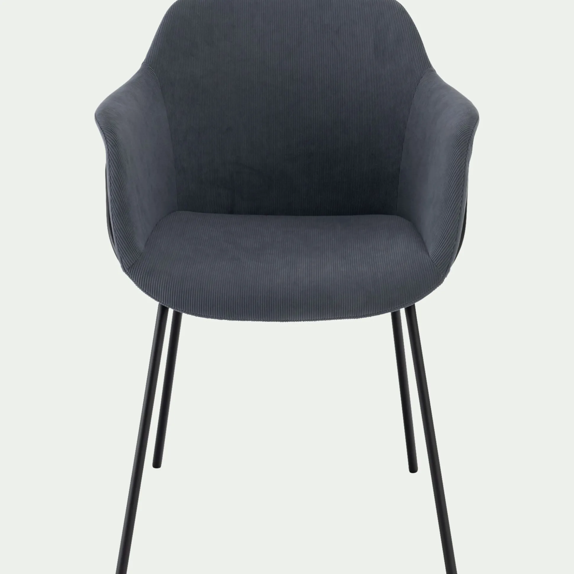 Chaise en velours côtelé avec accoudoirs - bleu autan