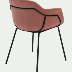 Chaise en velours côtelé avec accoudoirs - rose