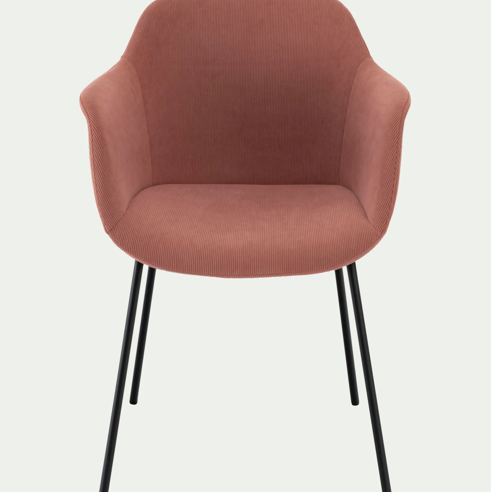 Chaise en velours côtelé avec accoudoirs - rose