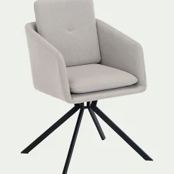 Chaise pivotante avec accoudoirs en tissu - gris borie