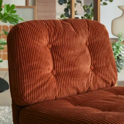 Chaise pivotante en velours côtelé et piétement en fer - brun rustrel