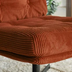 Chaise pivotante en velours côtelé et piétement en fer - brun rustrel