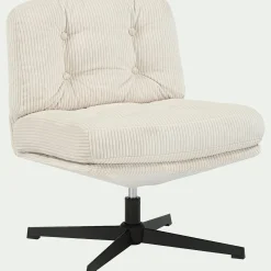 Chaise pivotante en velours côtelé et piétement en fer - beige