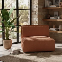 Chauffeuse en tissu tramé - brun rustrel