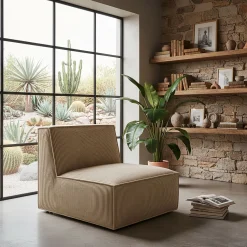 Chauffeuse en velours côtelé azores - taupe