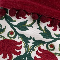 Chaussette déco de Noël motif floral - rouge