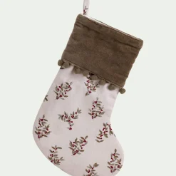 Chaussette déco de Noël motif floral - vert