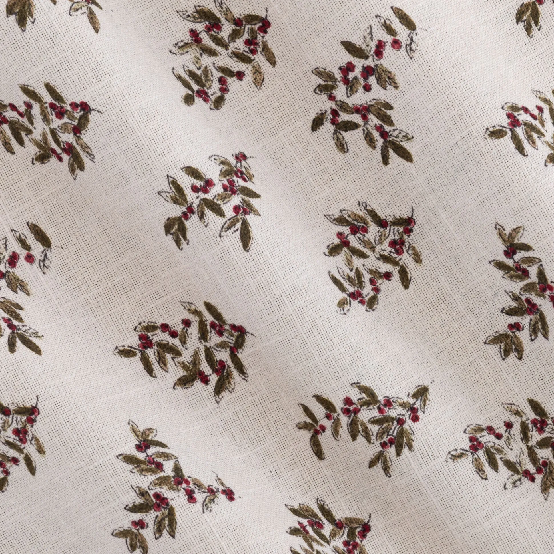 Chemin de table en coton motif floral 50x150cm - blanc