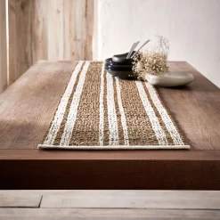 Chemin de table en paille et coton - naturel 50x150cm