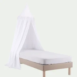 Ciel de lit en gaze de coton H220cm - blanc