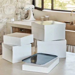 Coffret traiteur en carton 28x42cm - blanc