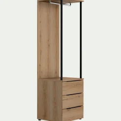 Colonne de rangement 3 tiroirs en bois H210cm - bois clair