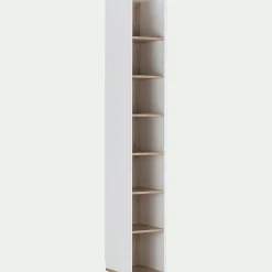 Colonne de rangement en bois effet chêne H235xL35cm - blanc