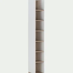 Colonne de rangement en bois effet chêne H235xL35cm - blanc