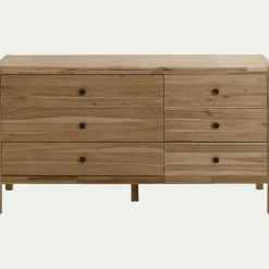 Commode 6 tiroirs en acacia - bois clair