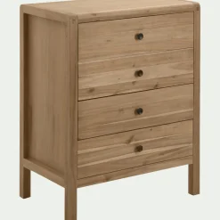 Commode 4 tiroirs en acacia - bois clair