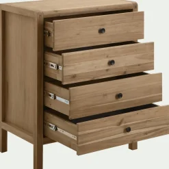 Commode 4 tiroirs en acacia - bois clair