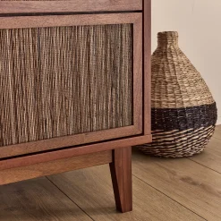 Commode 3 tiroirs en acajou L120cm - bois foncé