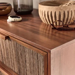 Commode 3 tiroirs en acajou L80cm - bois foncé